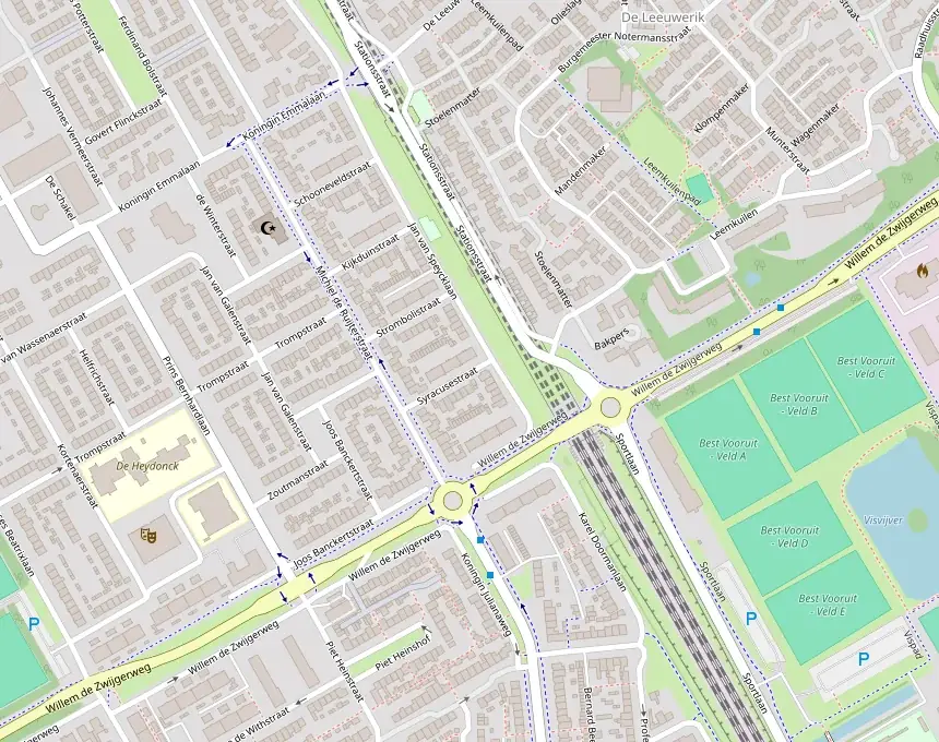 Kaart van Best met de locatie van Dwd ict aan de Syracusestraat